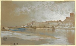 Dibujo, Green River desde el Ferry, Territorio de Wyoming, 11 de septiembre de 1889 de Thomas Moran