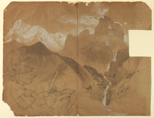 Dibujo, Cerca del puerto de Faido, Italia, 1867