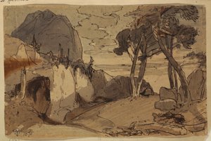 Dibujo, Carretera en un paisaje montañoso, 1875