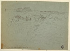 Dibujo, cataratas Shoshone, río Snake, Idaho, 1875