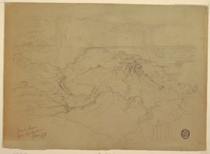 Dibujo, El Gran Cañón bajo la lluvia, 1873