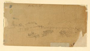 Dibujo, Los Tetons, vistos desde la llanura, 28 de agosto de 1879