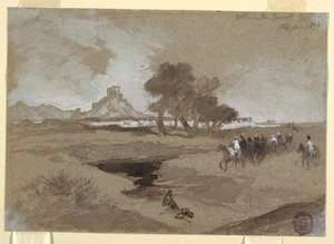 Dibujo, Charca en el desierto, Utah, 1873 de Thomas Moran