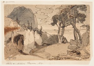 Camino en un paisaje montañoso de Thomas Moran