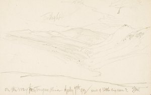 Crepúsculo en el camino desde Tongue River (¿Cabeza de Little Big Horn) de Thomas Moran