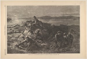 Un explorador nocturno en el suroeste - Sorpresa de un puesto avanzado, y encuesta del rebelde..., 4 de abril de 1863 de Thomas Nast