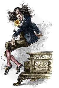 Caricatura de Oscar Wilde (1854-1900), vestido de dandi, realizada durante su viaje a los Estados Unidos en 1882. Dibujo de Thomas Nast (1840-1902) en 