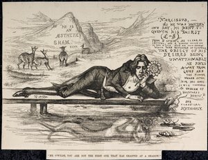 Oscar Wilde como Narciso (con una inscripción) (grabado) de Thomas Nast