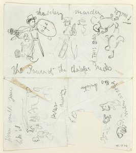 Hoja de bocetos: El poder de los sacerdotes católicos (anverso); Hoja de bocetos (reverso) de Thomas Nast
