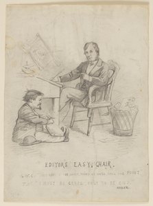 Estudio para caricatura, "La silla fácil del editor" de Thomas Nast