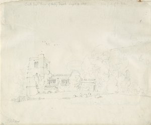 Iglesia de Arley: dibujo a lápiz, 4 Sep 1837 de Thomas Peploe Wood