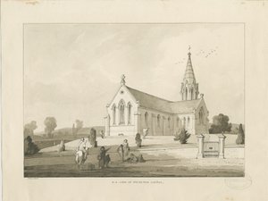 Capilla de Brereton: [Iglesia de San Miguel, Brereton] dibujo en sepia, 1838 de Thomas Peploe Wood