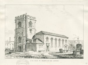 Burslem - Iglesia de St. John: dibujo a pluma de Thomas Peploe Wood