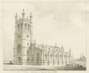 Burslem - Iglesia de San Pablo: dibujo a pluma y lavado de Thomas Peploe Wood