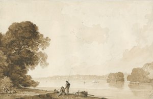 Parque Chillington - Piscina: dibujo en sepia, nd [1837-1838] de Thomas Peploe Wood