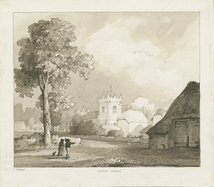 Iglesia de Colton: dibujo en sepia de Thomas Peploe Wood