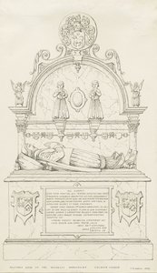 Colwich - Monumento Wolseley: dibujo a pluma de Thomas Peploe Wood