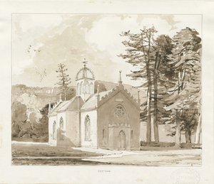 Capilla de San Juan Bautista: dibujo en sepia de Thomas Peploe Wood