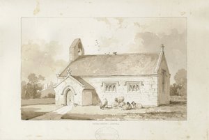 Eccleshall - Capilla de Cotes Heath: dibujo en lavado sepia, nd [1817-1845] de Thomas Peploe Wood