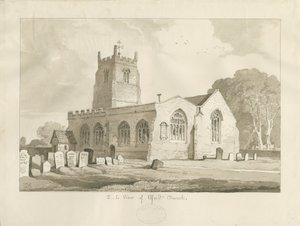Iglesia de Elford: dibujo en sepia, 1837 de Thomas Peploe Wood
