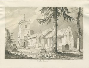 Iglesia de Enville: dibujo en sepia, 1837 de Thomas Peploe Wood