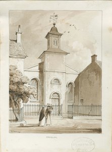 Capilla de Fazeley: dibujo a pluma y lavado de Thomas Peploe Wood
