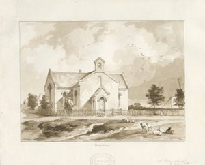 Iglesia de Gentleshaw: dibujo en sepia de Thomas Peploe Wood