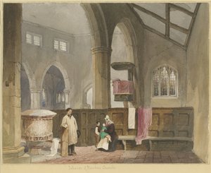 Interior de la Iglesia de Standon: pintura en acuarela, s.f. [mediados del siglo XIX]