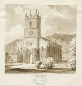 Iglesia de Kidsgrove: dibujo en sepia de Thomas Peploe Wood