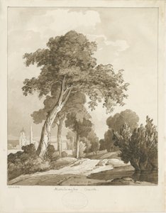 Iglesia de Marchington: dibujo en sepia, 1836 de Thomas Peploe Wood