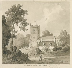 Iglesia de Mucklestone: dibujo en sepia de Thomas Peploe Wood