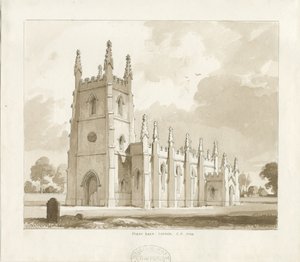Iglesia de Perry Barr: dibujo en sepia de Thomas Peploe Wood