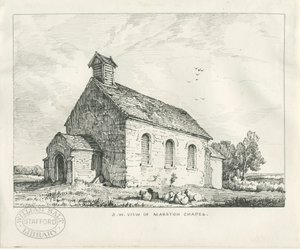 Stafford - Capilla de Marston: dibujo a pluma y tinta de Thomas Peploe Wood