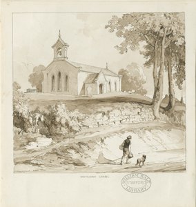 Stafford - Capilla de Whitgreave: dibujo en sepia, nd [c 1838] de Thomas Peploe Wood