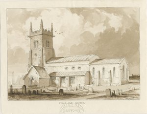 Iglesia de Stoke-upon-Trent [Antigua]: dibujo en sepia, 1841 de Thomas Peploe Wood