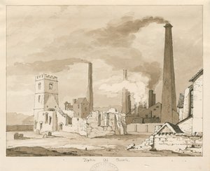 Iglesia Antigua de Tipton: dibujo en sepia, 1837 de Thomas Peploe Wood