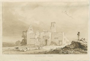 Tittensor - Casa Solariega Antigua: dibujo en sepia, 1837 de Thomas Peploe Wood