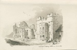Castillo de Tutbury - Patio: dibujo a pluma y lavado, 27 de noviembre de 1837 de Thomas Peploe Wood