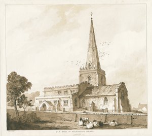 Iglesia de Wolstanton: grabado, nd [?siglo XIX] de Thomas Peploe Wood
