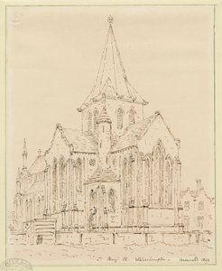 Wolverhampton - Iglesia de Santa María: dibujo a pluma, nd [?mediados del siglo XIX] de Thomas Peploe Wood