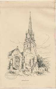 Iglesia de Wombourne: zincografía, nd [mediados del siglo XIX] de Thomas Peploe Wood