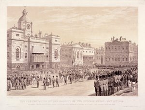 Presentación de la Medalla de Crimea por la Reina Victoria al Coronel Sir Thomas Trowbridge, 18 de mayo de 1855