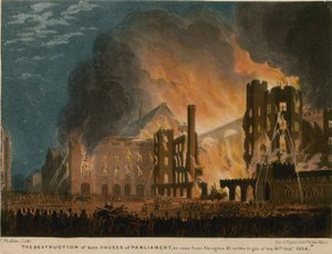 La destrucción de ambas Cámaras del Parlamento vista desde Abingdon Street