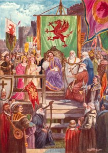Rhys ap Gruffydd presidiendo el primer Eisteddfod, Castillo de Cardigan, Gales de Thomas Prytherch