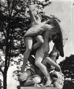 Saturno raptando a Cibeles, alegoría de la Tierra, c.1675-80, fotografiado en el Jardín de las Tullerías, París, por Adolphe Giraudon (1849-1929) de Thomas Regnaudin