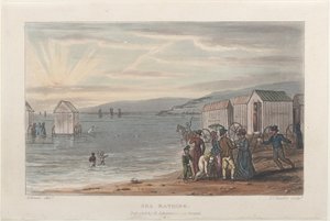 Baño en el mar, de Bocetos poéticos de Scarborough de Thomas Rowlandson, Joseph Constantine Stadler, J. Bluck
