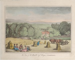 La residencia de M. Mitchell Esq. Hengar, Cornwall, de Bocetos de la naturaleza, 1822