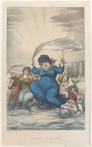 Viuda Ducker y sus ninfas, de Bocetos Poéticos de Scarborough, 1813 de Thomas Rowlandson, Joseph Constantine Stadler, J. Bluck