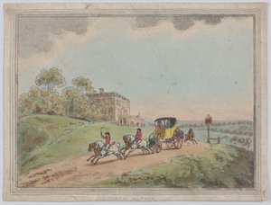 «Un carruaje tirado por cuatro caballos» (¿de *Rustic Sketches*) de Thomas Rowlandson