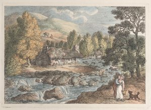 Una cascada en Cornualles, de Vistas en Cornualles, 1812 de Thomas Rowlandson